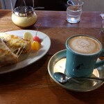 Cafe 5438 Ocha-Nova - カフェラテ＆ハニーチーズトースト