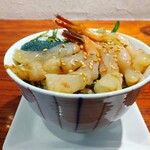 灼味噌らーめん 八堂八 - 海老らーめん 1200円、甘エビ昆布〆のっけ飯 400円