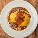 Omelette Rice with melty egg ~Special demi-glace sauce~