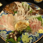 宵 - 刺身盛合せ（カサゴ、アジ、地タコ、カンパチ、イカ沖漬）