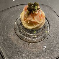 日本のイタリア料理店 sai - 三河湾　ガス海老とキャビア　青レモンの冷製カッペリーニ