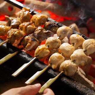 Our proud Yakitori (grilled chicken skewers) ♪