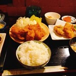 居酒屋 まる甚 - 牡蠣フライ定食に色々追加