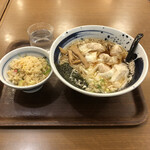 直久 - ②肉玉雲呑麺：醤油、ミニ炒飯