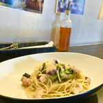 ピッツエリアバール　CACTUS　D'ORO - 九条ネギとタコぶつのペペロンチーノ　スパゲティ