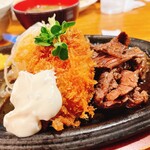 キッチンTiKi - 本日のBランチ(牛肉焼肉と白身魚フライ)_¥1,050