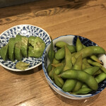Nondo Ko Ni Marukyu- - 漬けアボカドと枝豆スモーク。アボカドも良い感じで染みてるし、枝豆もほんのり燻製感が良いつまみ。