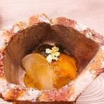 Koju - ⚫伊勢海老と雲丹の昆布〆　帆立貝焼霜　酢ジュレ