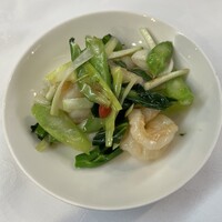 新橋亭 - カイラン菜と剥き海老のあっさり塩味炒め