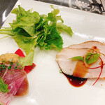 Restaurant Sanchi - ヨコワのカルパッチョ、鶏むね肉蒸し