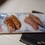 ひとし 本店 - 特選　石垣牛寿司（タレ2貫、塩2貫）