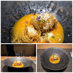 えのもと - ＊カジキは二口サイズ程度ですけれど、カダイフと共に頂くとサクサク食感。 桜海老のソースが美味しく､フォークではキレイに頂けず残るのが勿体なくて。(^◇^;)