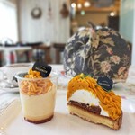 cafe marji - 料理写真:かぼちゃのモンブランとかぼちゃのモンブランプリン　ダブルかぼちゃで。美味しかった〜♡