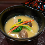 鳥田中 - 白湯スープのお椀 白味噌仕立て