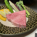 川崎 鉄板 ステーキ 神戸亭 - 薩摩牛のサーロイン　スティックセニョールも美味しかったぁ