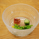 鮨おばな - ◆自家製漬物（館林）
      アスパラ菜、ちびきゅうり、イチジク