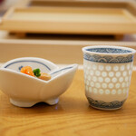 鮨おばな - あん肝に合わせて飲んでもらいたいとして八海山を頂きました。