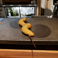 串揚げ 依知川 - 白姫海老のしそ巻き