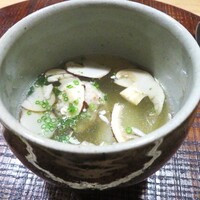 十皿 - 鴨肉つみれ団子　松茸　茶そばスープ