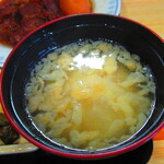 お食事処 河童 - 日替わりワンコインランチ・イノシシ角煮　５００円（税込）の味噌汁のアップ【２０２２年１１月】