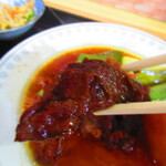 お食事処 河童 - 日替わりワンコインランチ・イノシシ角煮　５００円（税込）イノシシ角煮のアップ【２０２２年１１月】