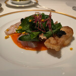 アピシウス - クエのコンビネーション。フリットと、ミキュイ。