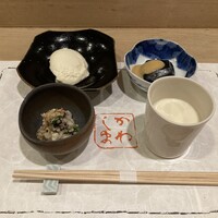 日本料理 川島 - 2021/12/17　豆乳、おから炒り、胡麻豆腐、 ざる豆腐