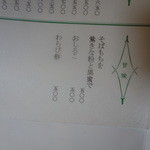 打心蕎庵 - 2013/5時点のメニュー