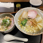 拉麺 阿吽 - 節塩拉麺　細麺　肉玉丼