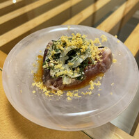 北浜鮨やまの - 鰹　青紫蘇、べったら漬け大根の胡麻和え＾＾たっぷりのカラスミを削って✨