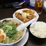 来来亭 - 小ラーメン味玉トッピング(680円)・KGコンビ(480円)・小ライス(160円)・烏龍茶(220円)