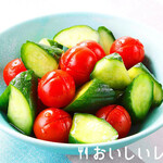 Pickled cherry tomatoes and cucumbers