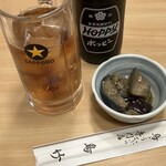 鳥竹 - 黒ホッピー＋お通し