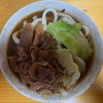 Yamanashi Koufu Udon Pin - 肉うどんのアップ