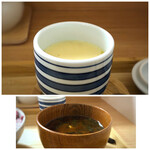 Shokudou Mitsu - ◆茶碗蒸しには海老などが入っていました。 ◆赤だし