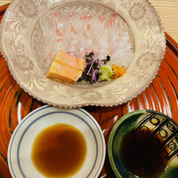 馬車道 大かわ - お造り: 平目　鮟肝