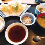 活魚 大力 - あなごと野菜の天ぷら定食1280円