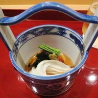 しゅん逢 紗々木 - 先付　山芋素麺とミスジ造りの酢の物