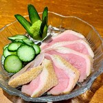 握りと串天ぷら 六 - 鴨肉のお刺身