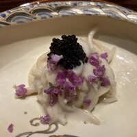 澤いち - キャビア載せ冷麦焼き白子ソース