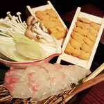 瑠璃の間 - ウニと鯛のしゃぶしゃぶ