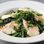 Peperoncino with steamed chicken and Kujo green onion