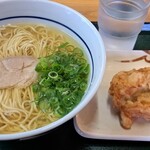 准手打ちな 満福うどん - 伊吹媛いりこらぁ麺(小)、鶏天