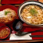 Kineya - かつ丼と王さんの卵とじうどん定食1100円