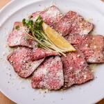 Cow tongue carpaccio