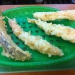 天ぷら だるま - 水曜日の天ぷら定食　２回目（ナス×１　イカ×１　豚天×１追加）　※海老は１回目の残り