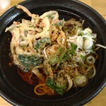 ふじ - かき揚げそば、七味かけ過ぎた