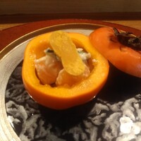 肉割烹 五平 - 柿の白和えカラスミのせ