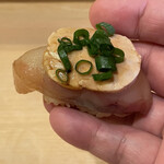 鮨駒 - 鮟鱇漬けと鮟肝乗せ