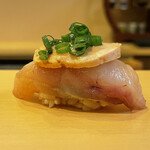 鮨駒 - 鮟鱇漬けと鮟肝乗せ